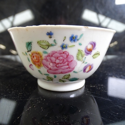 564 - A pair of Chinese famille rose tea bowls and matching saucer, and another Chinese porcelain tea bowl... 