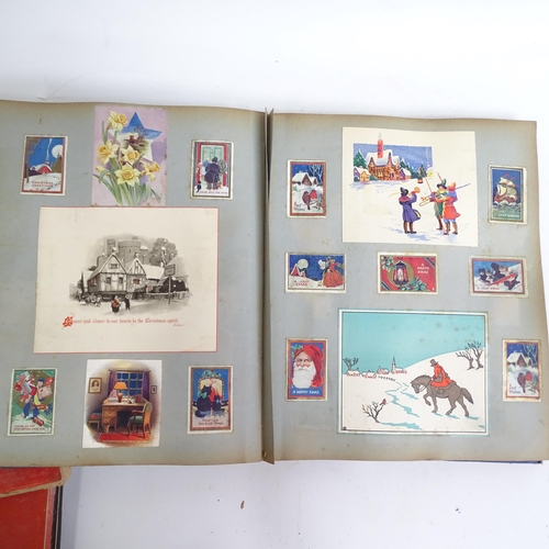 568 - 3 x 1920s and 1930s scrapbooks, with newspaper cuttings, book covers and cards