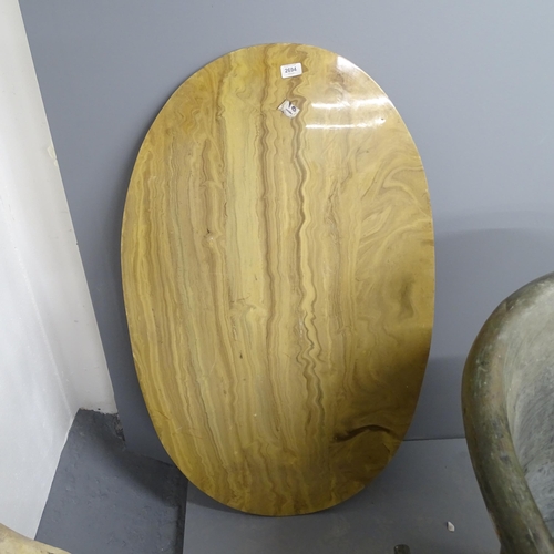 2694 - Four various marble table tops. Largest 116x70cm.