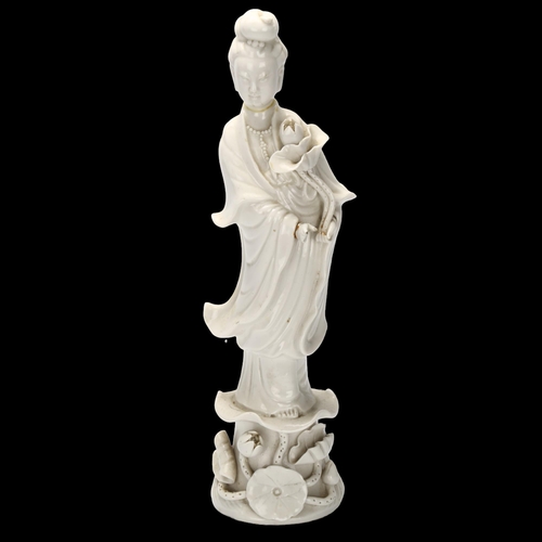 26 - A Chinese blanc de chine Guanyin figure, height 25cm