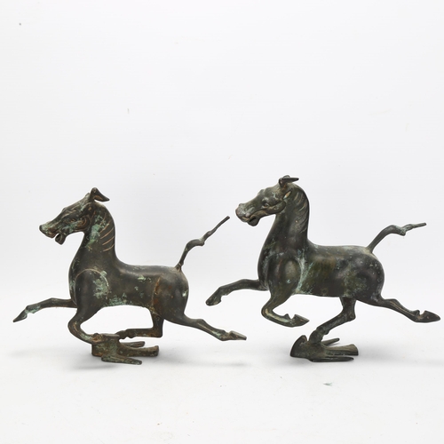 107 - A pair of bronze Tang style horses, height 17cm