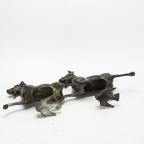 107 - A pair of bronze Tang style horses, height 17cm