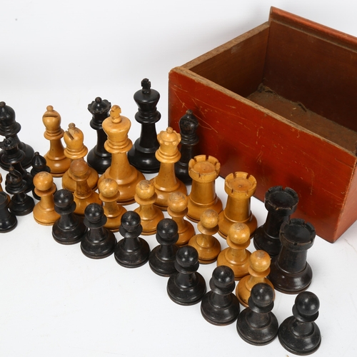 35 - Various boxwood Staunton pattern chess pieces, all unmarked