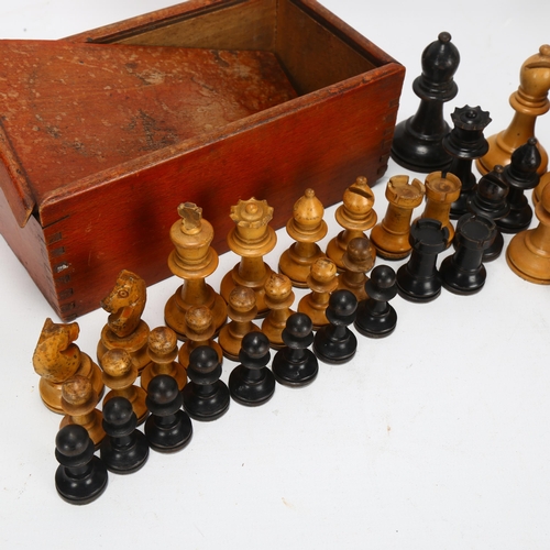 35 - Various boxwood Staunton pattern chess pieces, all unmarked