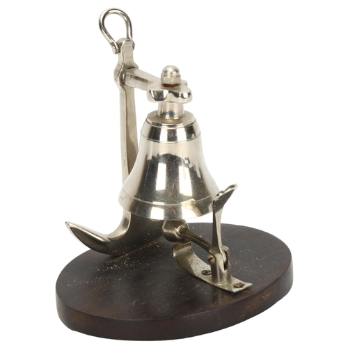 40 - A novelty nautical desk bell, of anchor and bell design, height 14cm