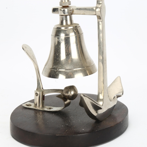 40 - A novelty nautical desk bell, of anchor and bell design, height 14cm