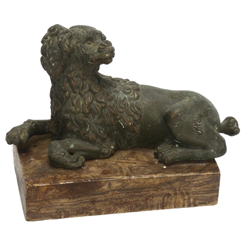 47 - A patinated bronze figural Spaniel dog sculpture, on simulated marble base, base length 12cm