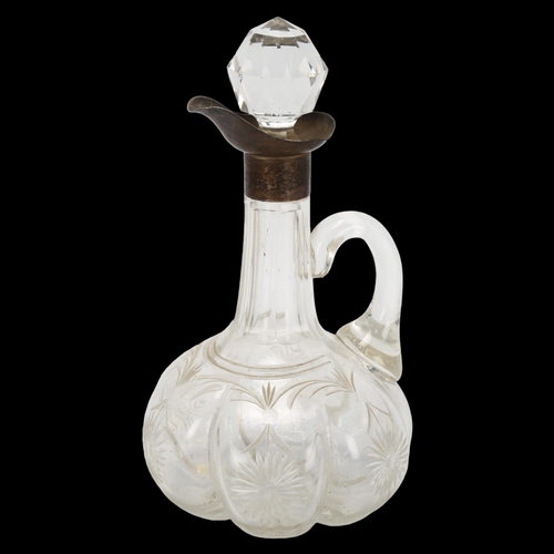 68 - An early 20th century silver-mounted glass pumpkin decanter, by Robert Pringle, hallmarks London 190... 