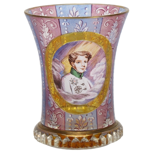 70 - Anton Kothgasser (1769 - 1851), Biedermeier style glass Napoleon II beaker, with hand painted portra... 