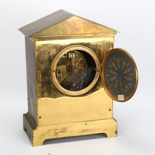 83 - MILITARY INTEREST - a gilt-brass architectural 8-day mantel clock, with presentation inscription 