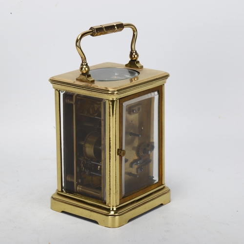 89 - A 19th century brass-cased alarm carriage clock, by Camerer, Kuss & Co of London, case height 12cm, ... 