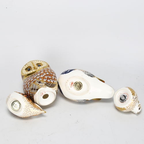 135 - 4 Royal Crown Derby birds, owl A/F, tallest 12cm