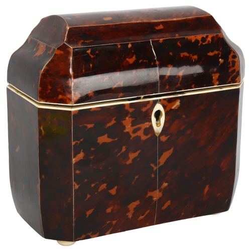 144 - **DESCRIPTION CHANGE** A *reproduction* tortoiseshell dome-top tea caddy, *in Georgian Regency style... 