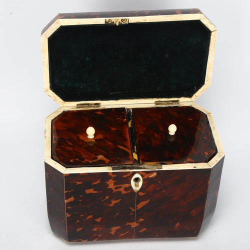 144 - **DESCRIPTION CHANGE** A *reproduction* tortoiseshell dome-top tea caddy, *in Georgian Regency style... 