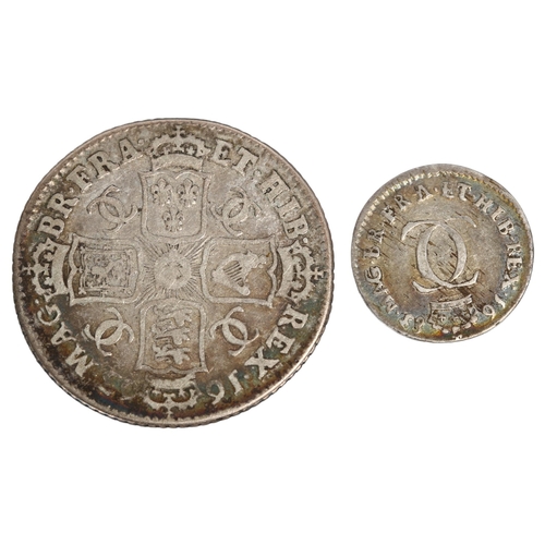 151 - A Charles II 1663 silver shilling and 1683 silver twopence