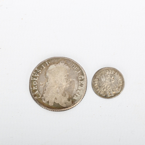 151 - A Charles II 1663 silver shilling and 1683 silver twopence