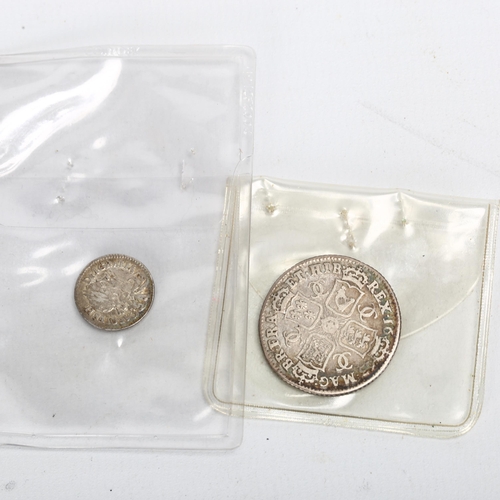 151 - A Charles II 1663 silver shilling and 1683 silver twopence