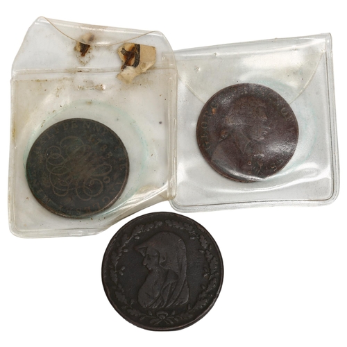 158 - 2 Anglesey Wales Druids head tokens and a 1794 Prince of Wales half penny token