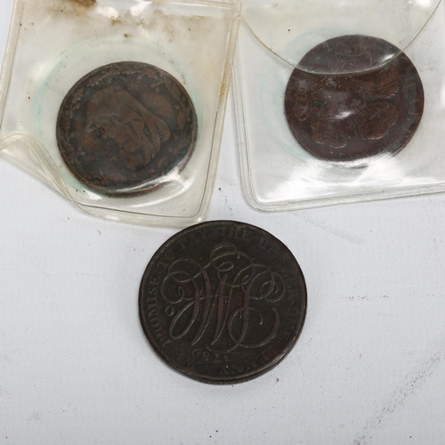 158 - 2 Anglesey Wales Druids head tokens and a 1794 Prince of Wales half penny token