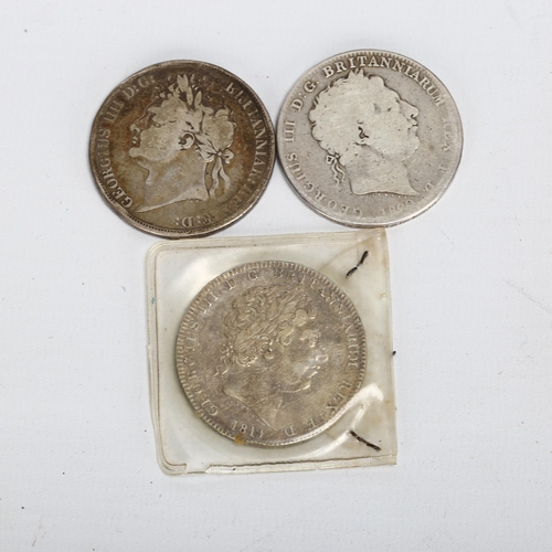 160 - 2 George III silver crowns 1890, 1820 and an 1821 George IV crown