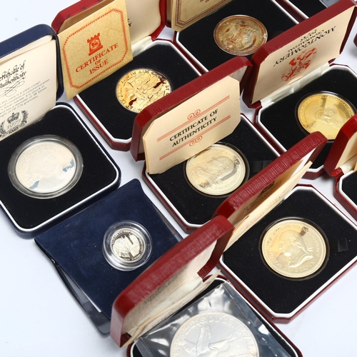 170 - 11 silver and silver-gilt commemorative coins, all cased