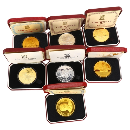 171 - 7 silver and silver-gilt Concorde related commemorative coins, all cased