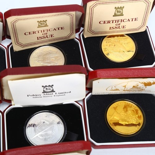 171 - 7 silver and silver-gilt Concorde related commemorative coins, all cased