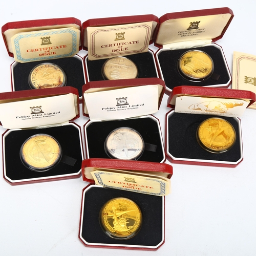 171 - 7 silver and silver-gilt Concorde related commemorative coins, all cased