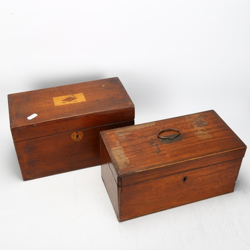 190 - 2 Georgian mahogany tea caddies, fitted to interior, both 30.5 x 16cm