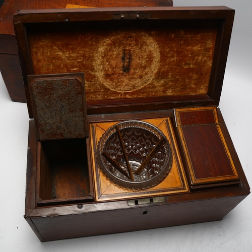 190 - 2 Georgian mahogany tea caddies, fitted to interior, both 30.5 x 16cm