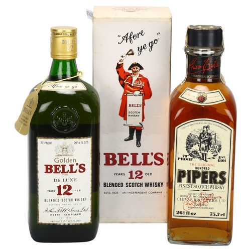 203 - 2 1960s'70s' release blended whiskies, Bell's 12 Year Old and 100 Pipers (Chivas Bros), both 26 2/3 ... 