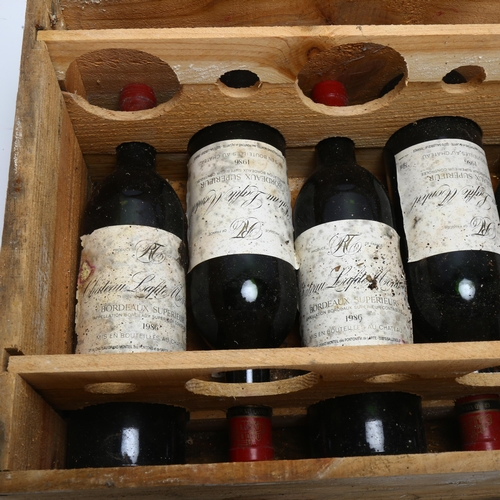 207 - 6 bottles of red Bordeaux wine, Chateau Lafite Monteil 1986, in original wood box