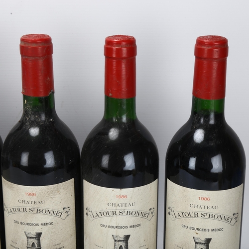 208 - 6 bottles of Red Wine, Chateau La Tour St Bonnet 1986, Medoc, 75cl