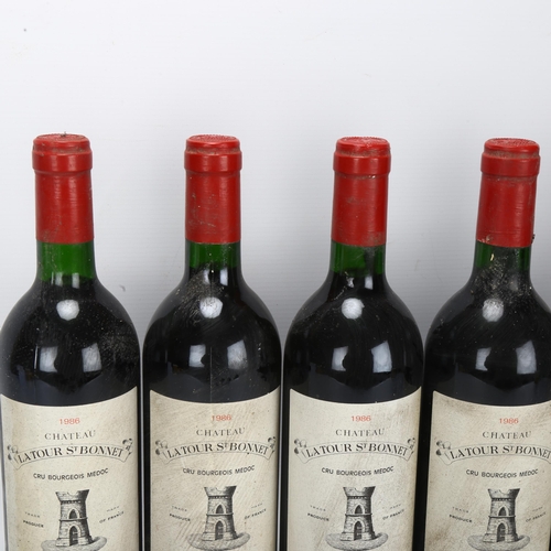 208 - 6 bottles of Red Wine, Chateau La Tour St Bonnet 1986, Medoc, 75cl