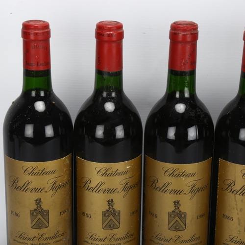 209 - 6 bottles of red wine, Chateau Bellevue Figeac 1986, Saint-Emilion, 75cl