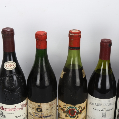 211 - 6 bottles of French red wine, 2 Crozes-Hermitage 1983, Pascal, Cotes du Vivarais, Belvezet 1988, Clo... 