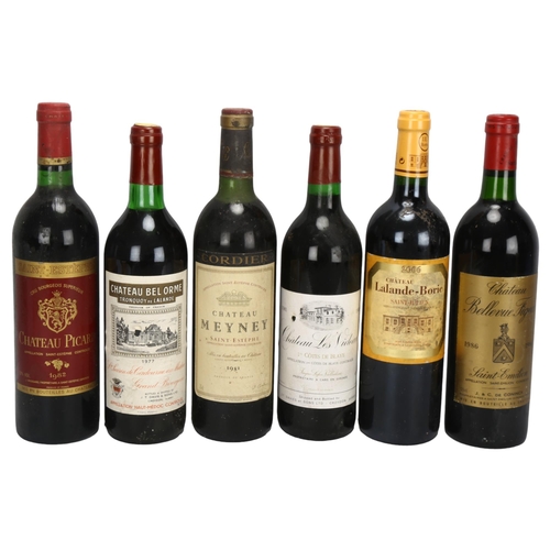 214 - 6 bottles of French red wine, 1981 Chateau Meyney, Saint-Estephe, 1977 Chateau Bel Orme Tronquoy de ... 