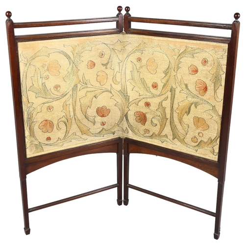 226 - MAY MORRIS - a folding screen with original embroidered panel in the Westward Ho! design, circa 1880... 