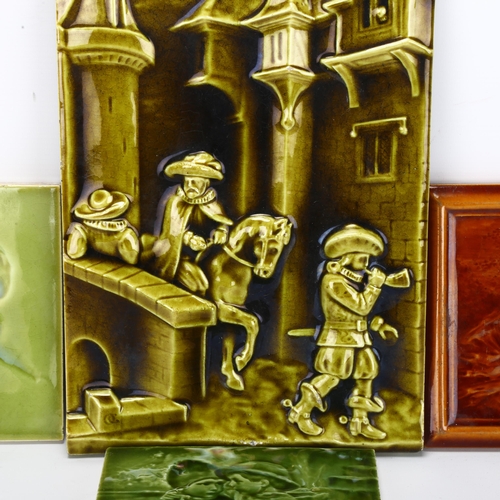 243 - 4 x 19th/early 20th century tin glazed tiles, largest 30.5 x 20.5cm