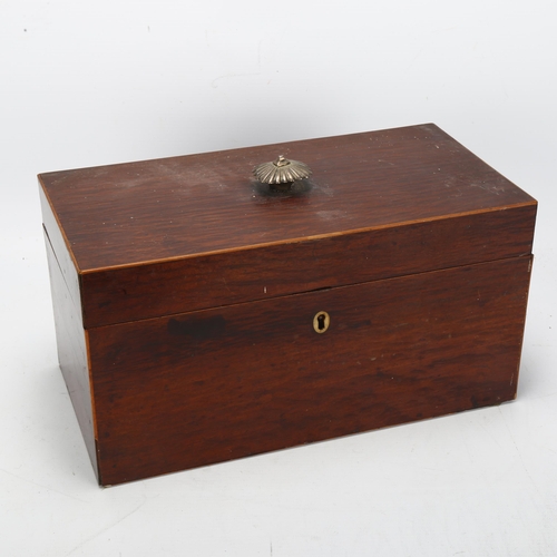 250 - A Georgian mahogany tea caddy, with fitted interior and etched Greek Key glass, 30.5 x 15.5cm, heigh... 