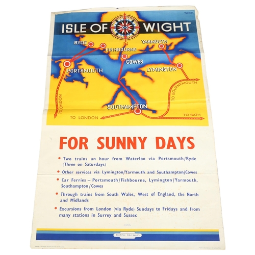 256 - RAILWAY INTEREST - a British Railways advertising poster, circa 1950s, for Isle of Wight, printed at... 