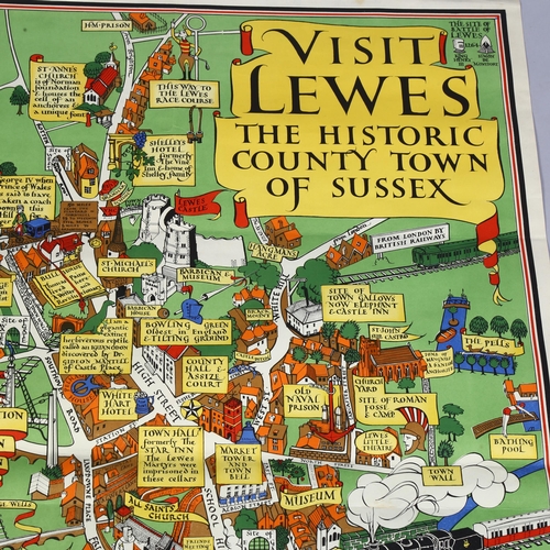 257 - RAILWAY INTEREST - a British Railways advertising poster for Lewes, Sussex, by John Skelton, 1950, p... 