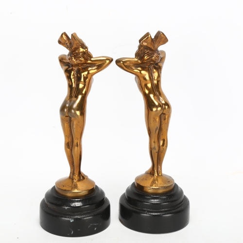 261 - A pair of mid-century bronze nudes, height 20cm