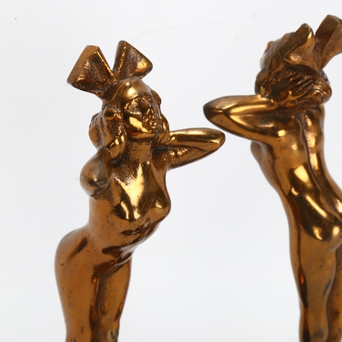 261 - A pair of mid-century bronze nudes, height 20cm