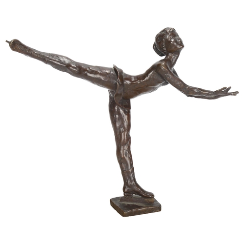 266 - A cast-bronze ice skater, by S. G. Kelsey, Royal Copenhagen limited edition numbered 45 of 2500, art... 