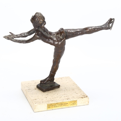 266 - A cast-bronze ice skater, by S. G. Kelsey, Royal Copenhagen limited edition numbered 45 of 2500, art... 