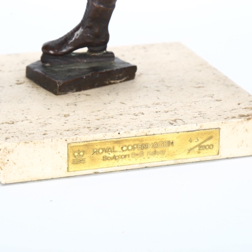 266 - A cast-bronze ice skater, by S. G. Kelsey, Royal Copenhagen limited edition numbered 45 of 2500, art... 