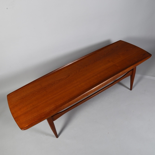 493 - A 1960s'/70s' teak coffee table with raised edges, in the manner of Finn Juhl, no makers labels, 151... 