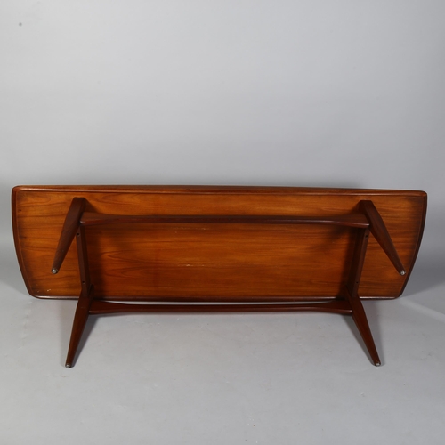 493 - A 1960s'/70s' teak coffee table with raised edges, in the manner of Finn Juhl, no makers labels, 151... 