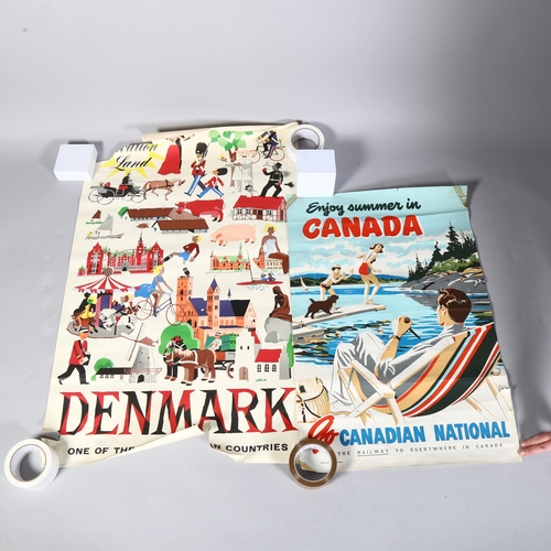 496 - 4 1950s'/60s' travel posters, Denmark, Canada, B.I Travel, Australia, largest 103 x 63.5cm